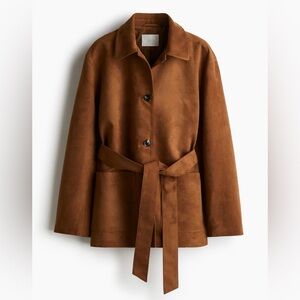 Tie-Belt Faux Suede Jacket